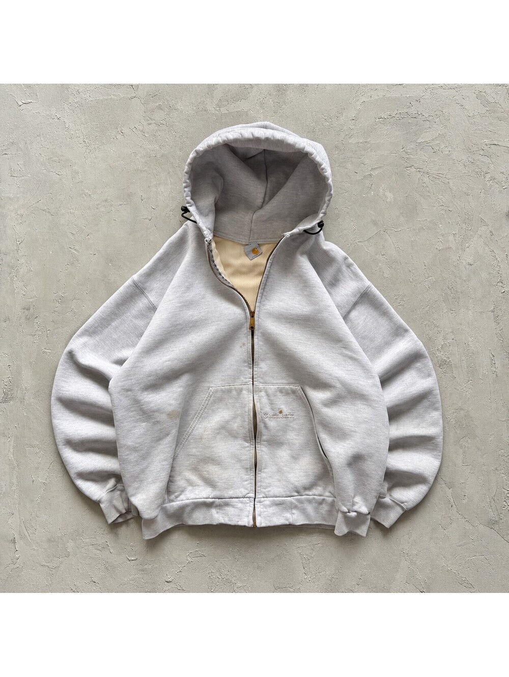 Vintage 1990s Carhartt Faded Gray Distressed Heavyweight Lined Zip Up Hoodie XL